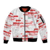 2026 Autumn Rugby Nations Japan Custom Sleeve Zip Bomber Jacket White Sakura Japanese Asanoha Seigaiha