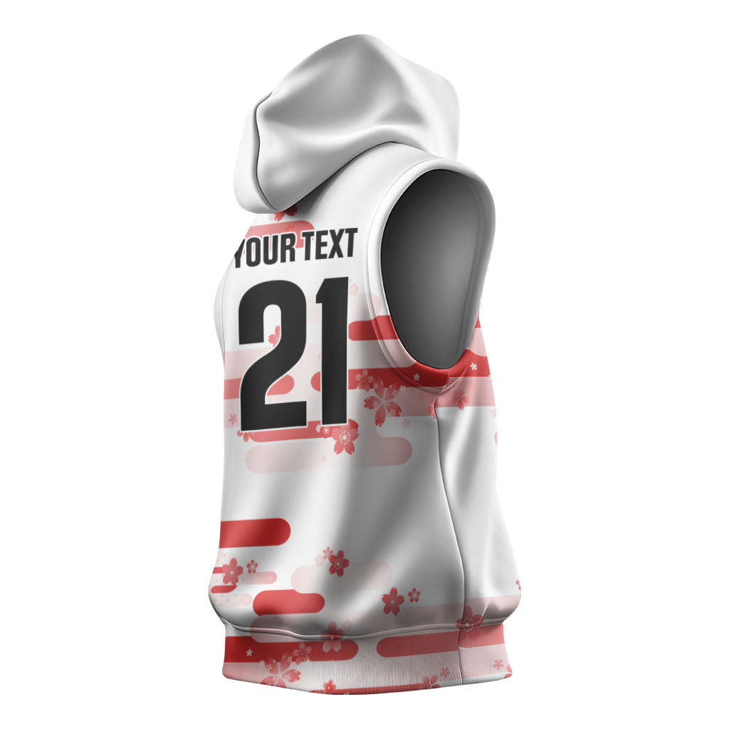 2026 Autumn Rugby Nations Japan Custom Sleeveless Hoodie White Sakura Japanese Asanoha Seigaiha