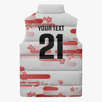 2026 Autumn Rugby Nations Japan Custom Sleeveless Puffer Jacket White Sakura Japanese Asanoha Seigaiha
