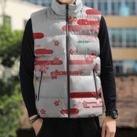 2026 Autumn Rugby Nations Japan Custom Sleeveless Puffer Jacket White Sakura Japanese Asanoha Seigaiha