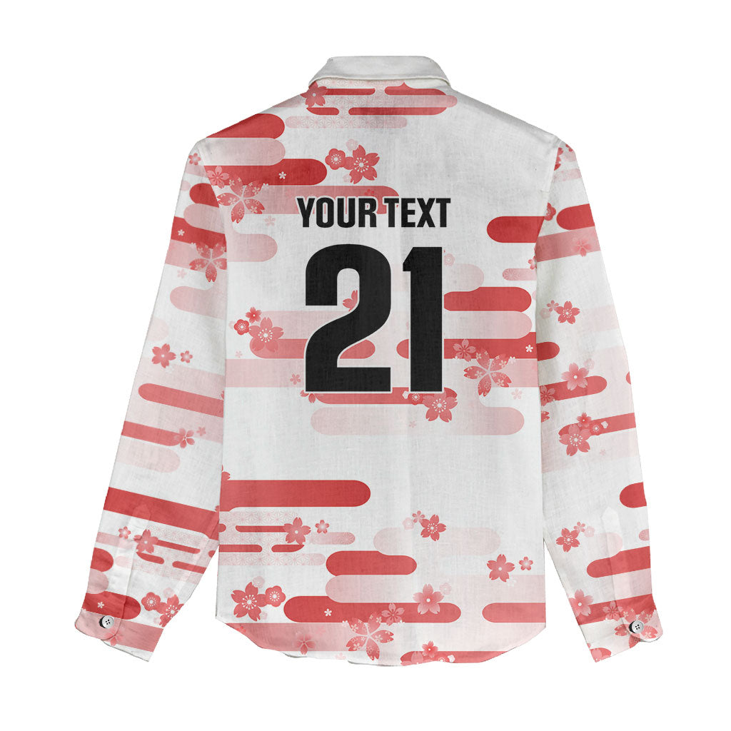 2026 Autumn Rugby Nations Japan Custom Women Casual Shirt White Sakura Japanese Asanoha Seigaiha