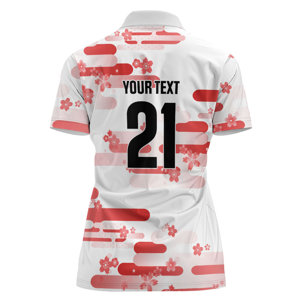 2026 Autumn Rugby Nations Japan Custom Women Polo Shirt White Sakura Japanese Asanoha Seigaiha