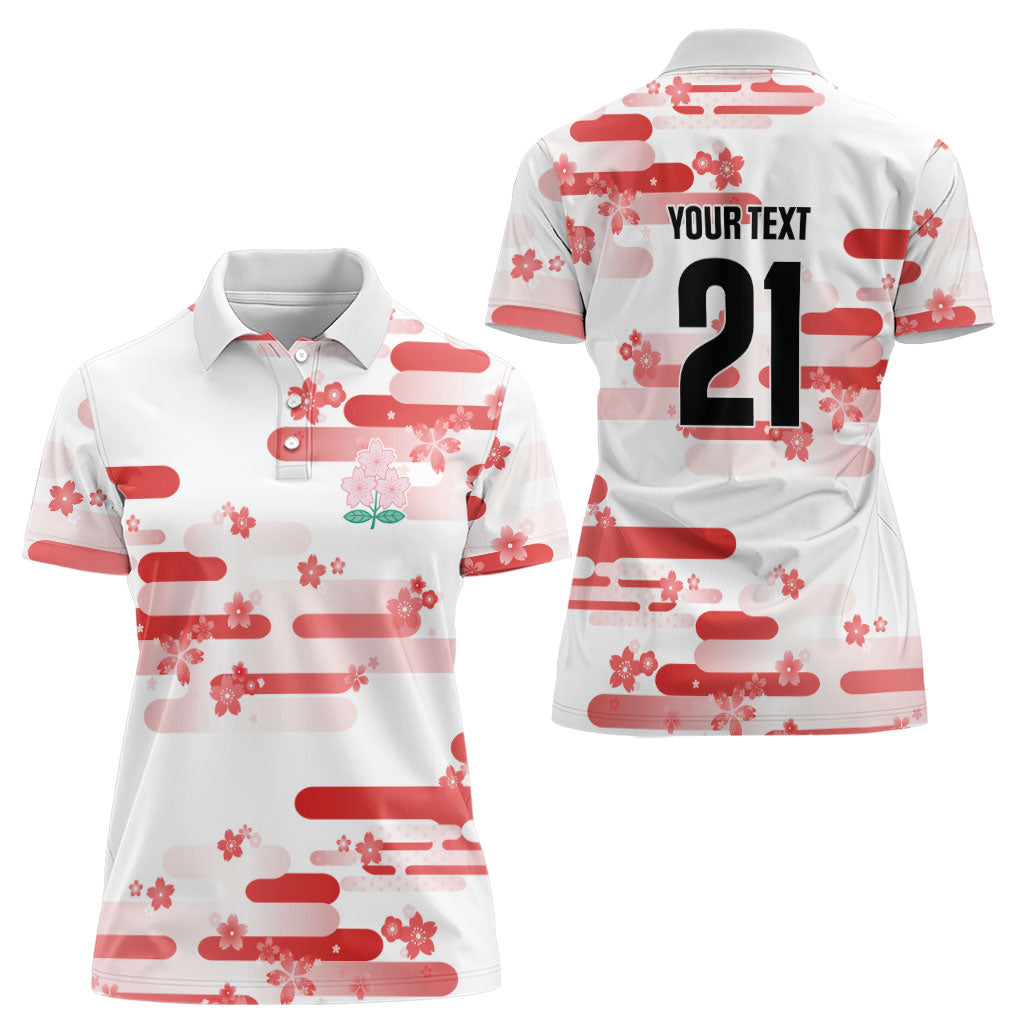 2026 Autumn Rugby Nations Japan Custom Women Polo Shirt White Sakura Japanese Asanoha Seigaiha