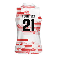 2026 Autumn Rugby Nations Japan Custom Women Sleeveless Polo Shirt White Sakura Japanese Asanoha Seigaiha