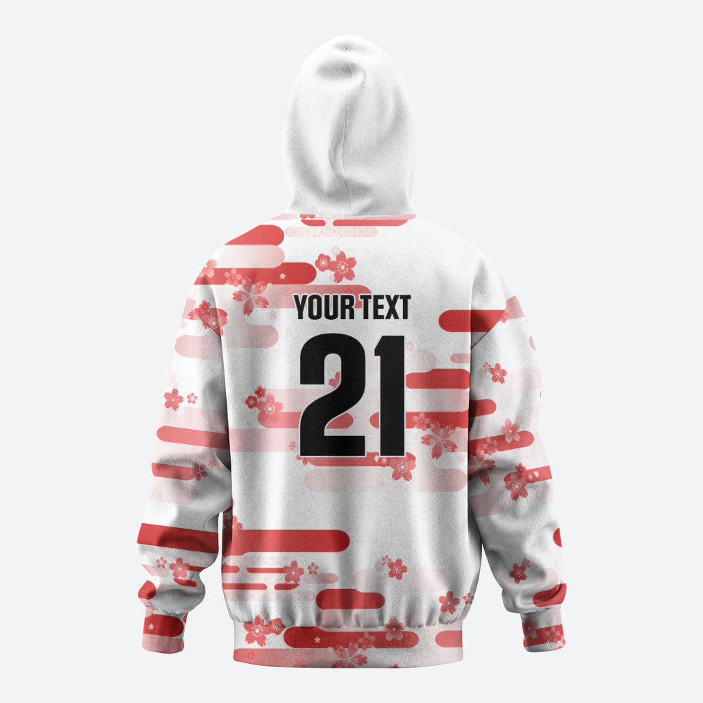 2026 Autumn Rugby Nations Japan Custom Zip Hoodie White Sakura Japanese Asanoha Seigaiha