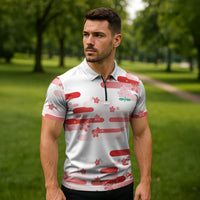 2026 Autumn Rugby Nations Japan Custom Zipper Polo Shirt White Sakura Japanese Asanoha Seigaiha