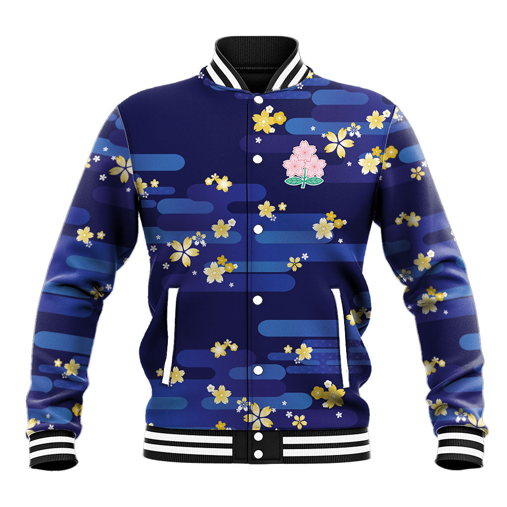 2026 Autumn Rugby Nations Japan Custom Baseball Jacket Blue Sakura Japanese Asanoha Seigaiha