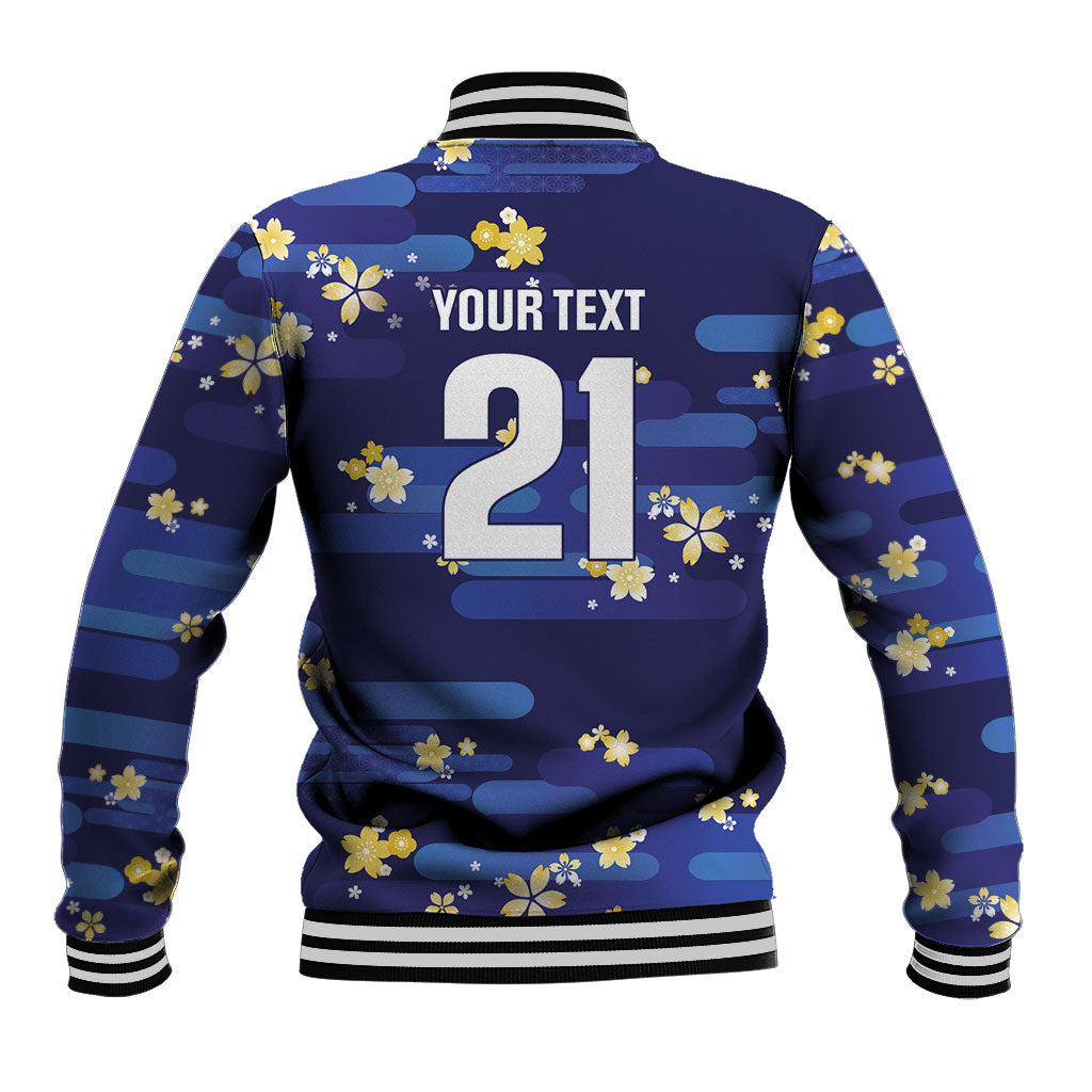 2026 Autumn Rugby Nations Japan Custom Baseball Jacket Blue Sakura Japanese Asanoha Seigaiha