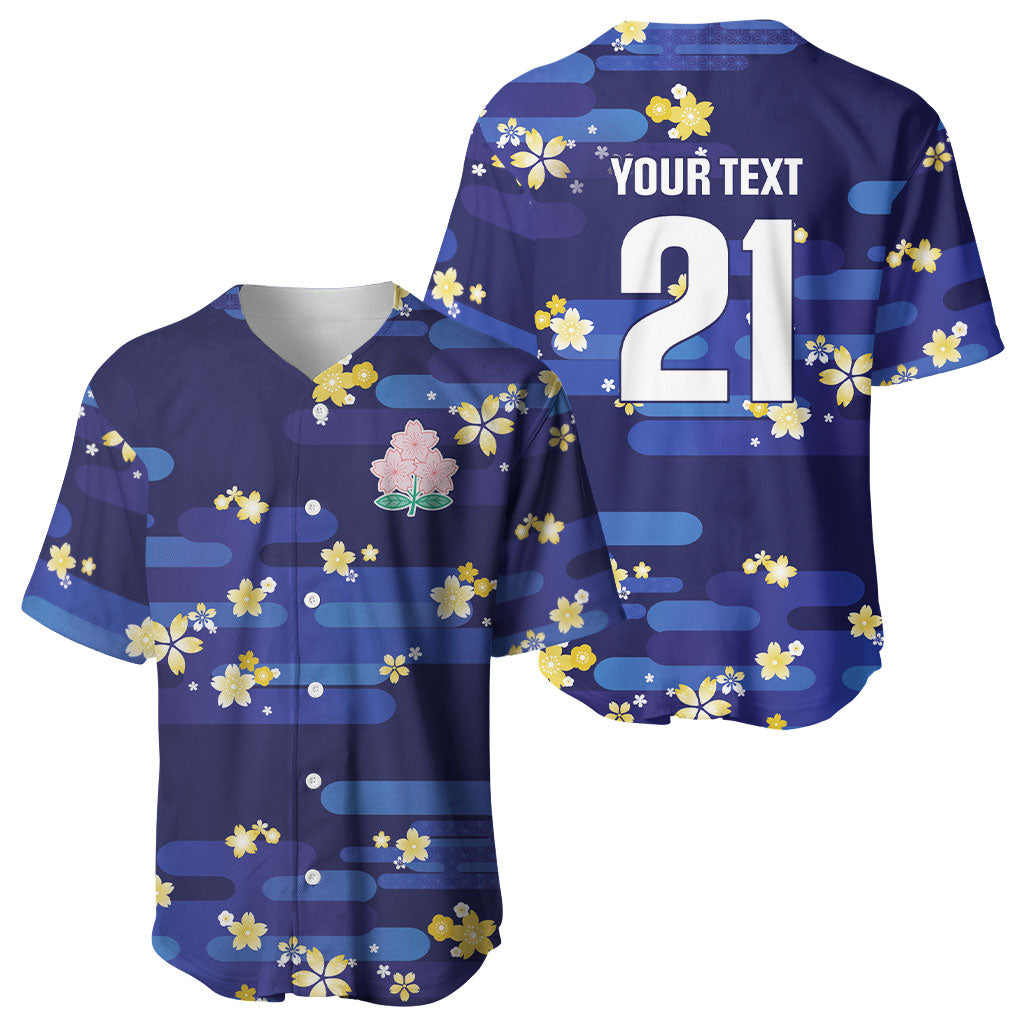 2026 Autumn Rugby Nations Japan Custom Baseball Jersey Blue Sakura Japanese Asanoha Seigaiha