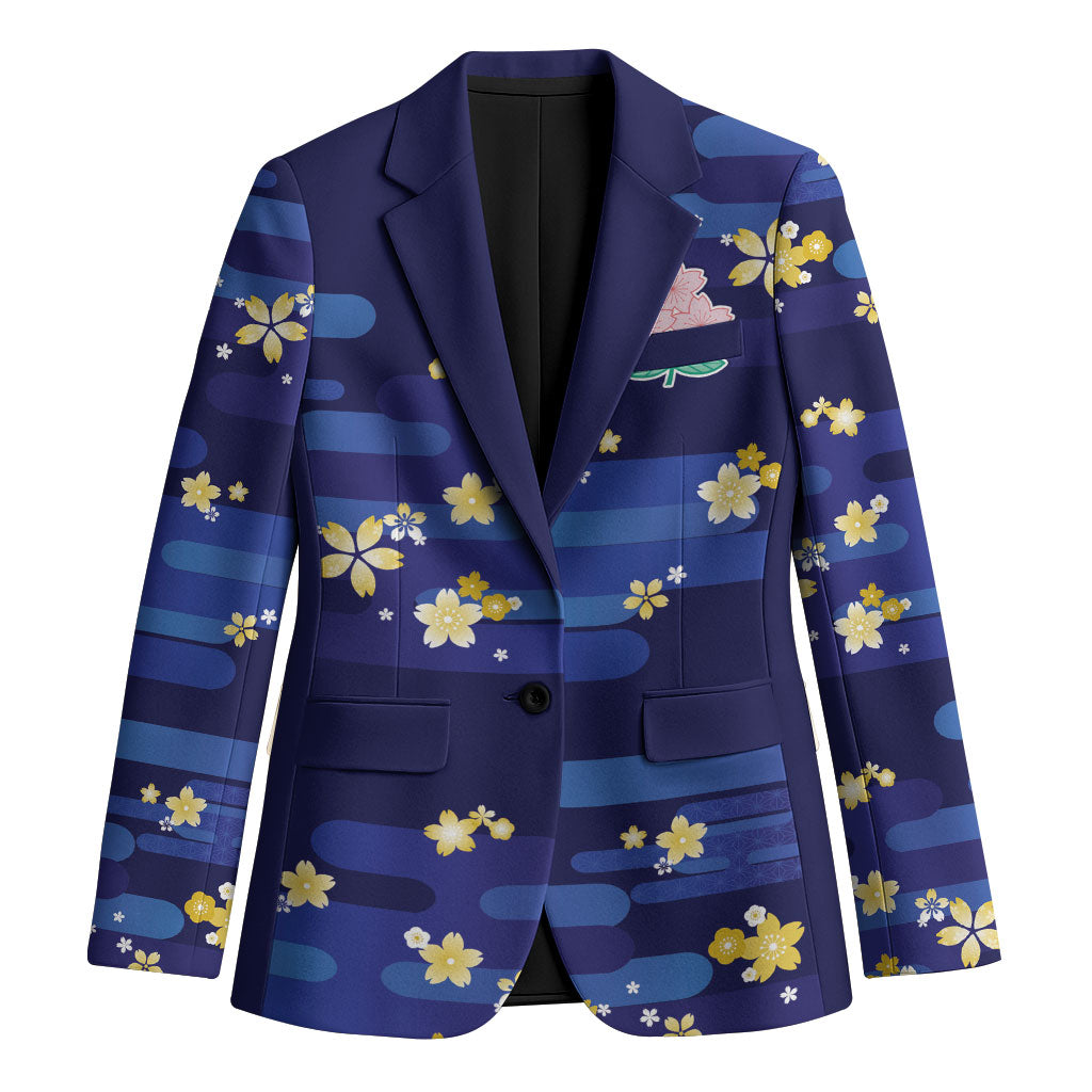2026 Autumn Rugby Nations Japan Custom Blazer Blue Sakura Japanese Asanoha Seigaiha