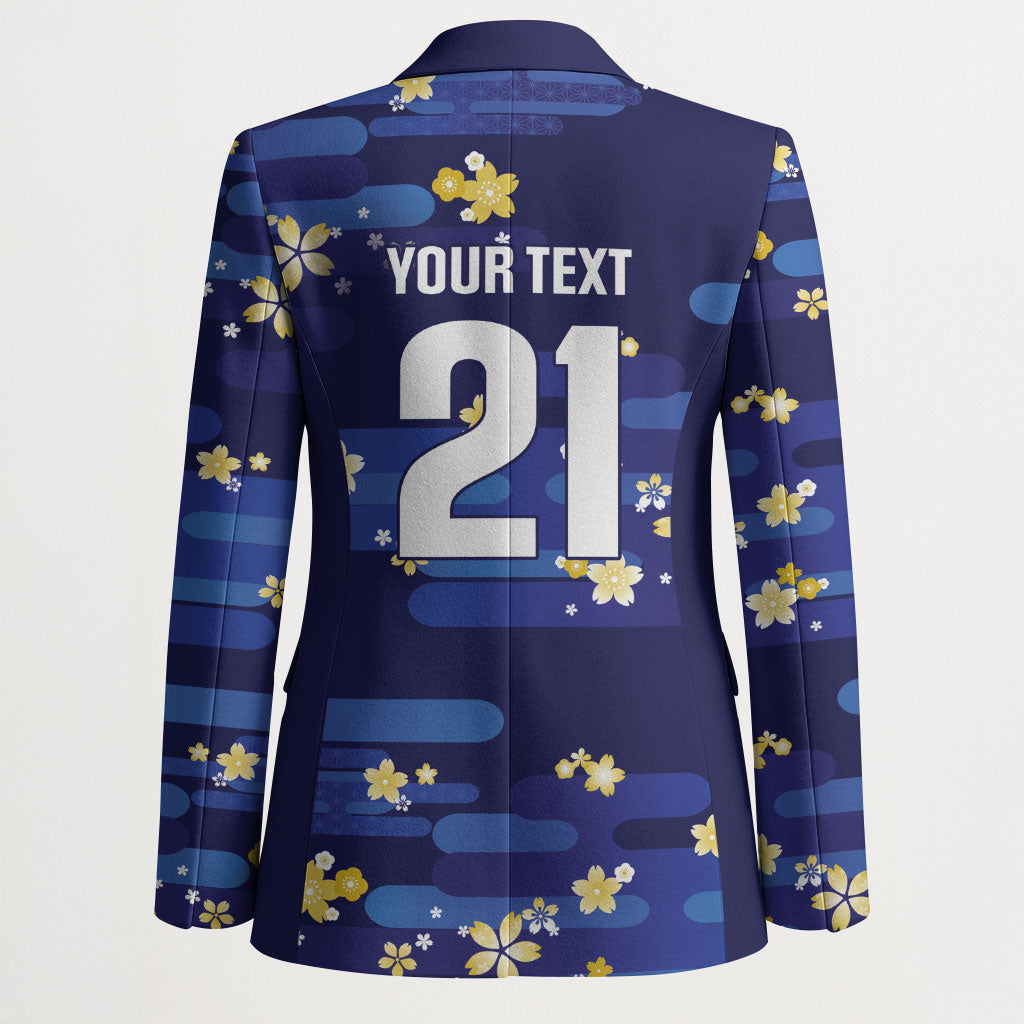 2026 Autumn Rugby Nations Japan Custom Blazer Blue Sakura Japanese Asanoha Seigaiha