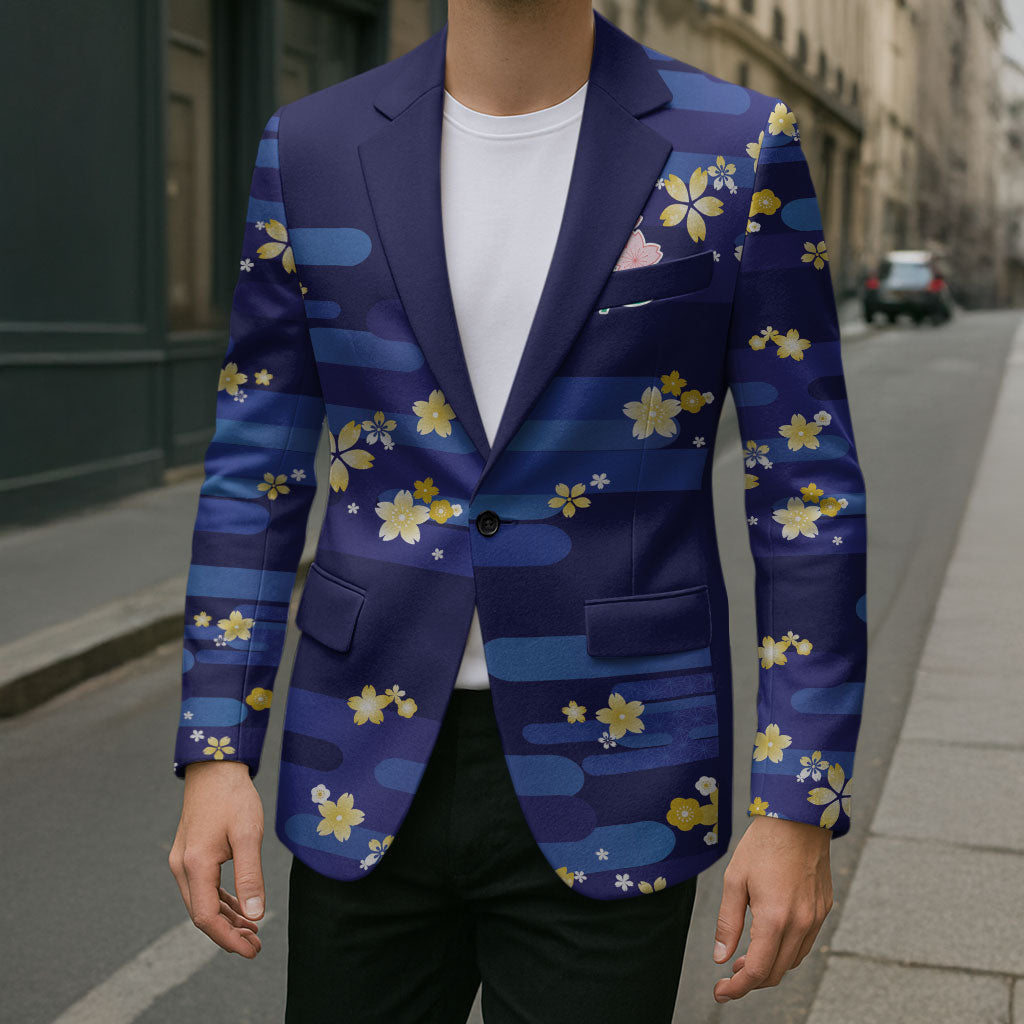 2026 Autumn Rugby Nations Japan Custom Blazer Blue Sakura Japanese Asanoha Seigaiha
