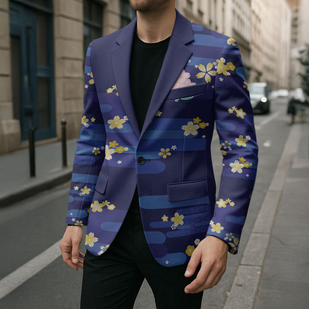 2026 Autumn Rugby Nations Japan Custom Blazer Blue Sakura Japanese Asanoha Seigaiha