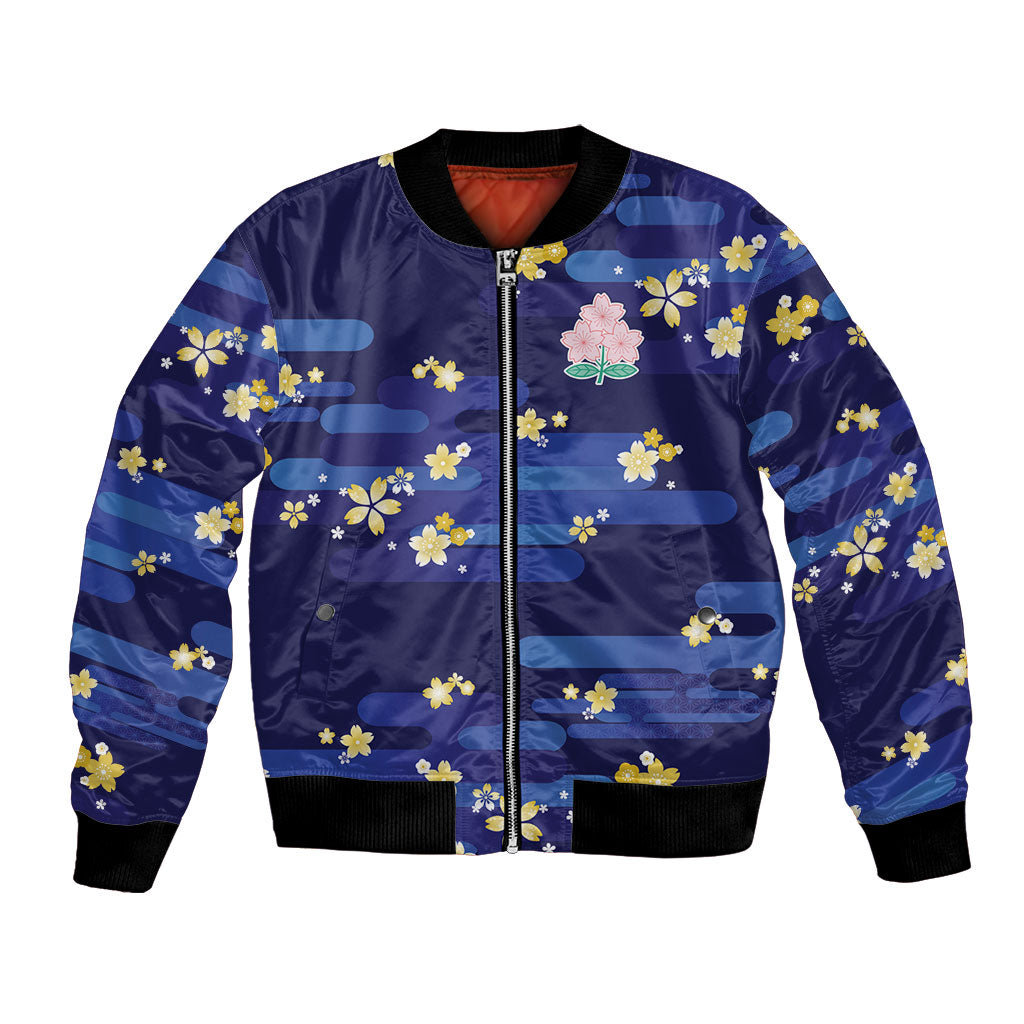 2026 Autumn Rugby Nations Japan Custom Bomber Jacket Blue Sakura Japanese Asanoha Seigaiha