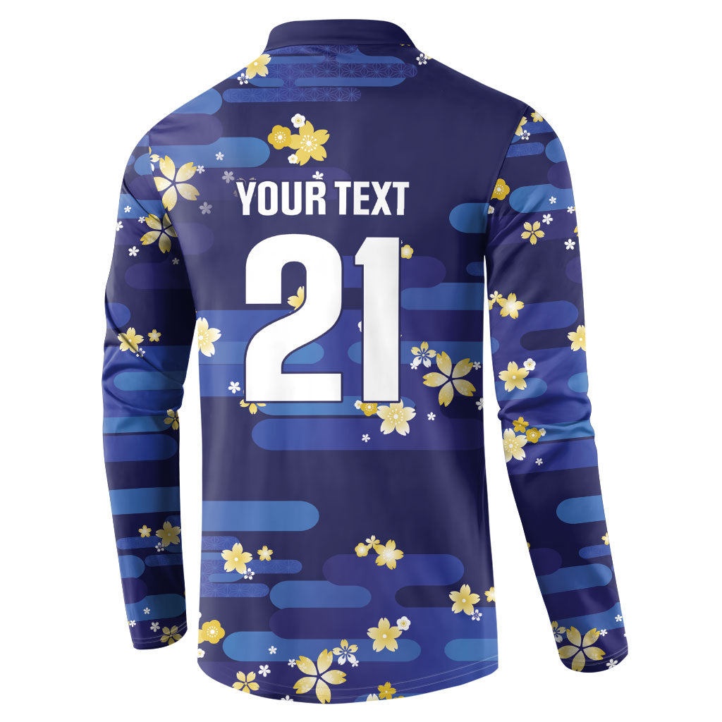 2026 Autumn Rugby Nations Japan Custom Button Sweatshirt Blue Sakura Japanese Asanoha Seigaiha