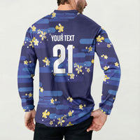 2026 Autumn Rugby Nations Japan Custom Button Sweatshirt Blue Sakura Japanese Asanoha Seigaiha