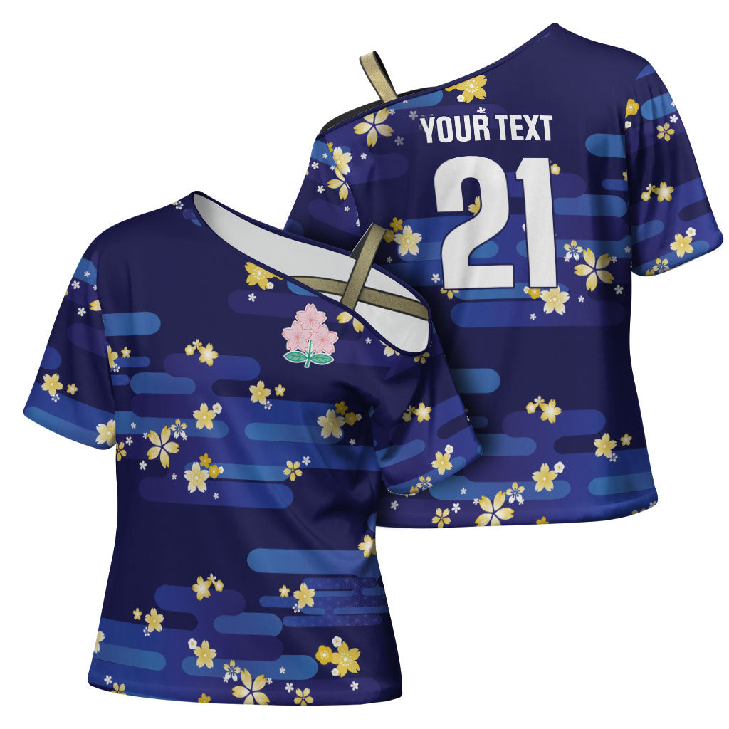 2026 Autumn Rugby Nations Japan Custom Cross Shoulder Shirt Blue Sakura Japanese Asanoha Seigaiha