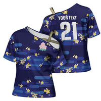 2026 Autumn Rugby Nations Japan Custom Cross Shoulder Shirt Blue Sakura Japanese Asanoha Seigaiha