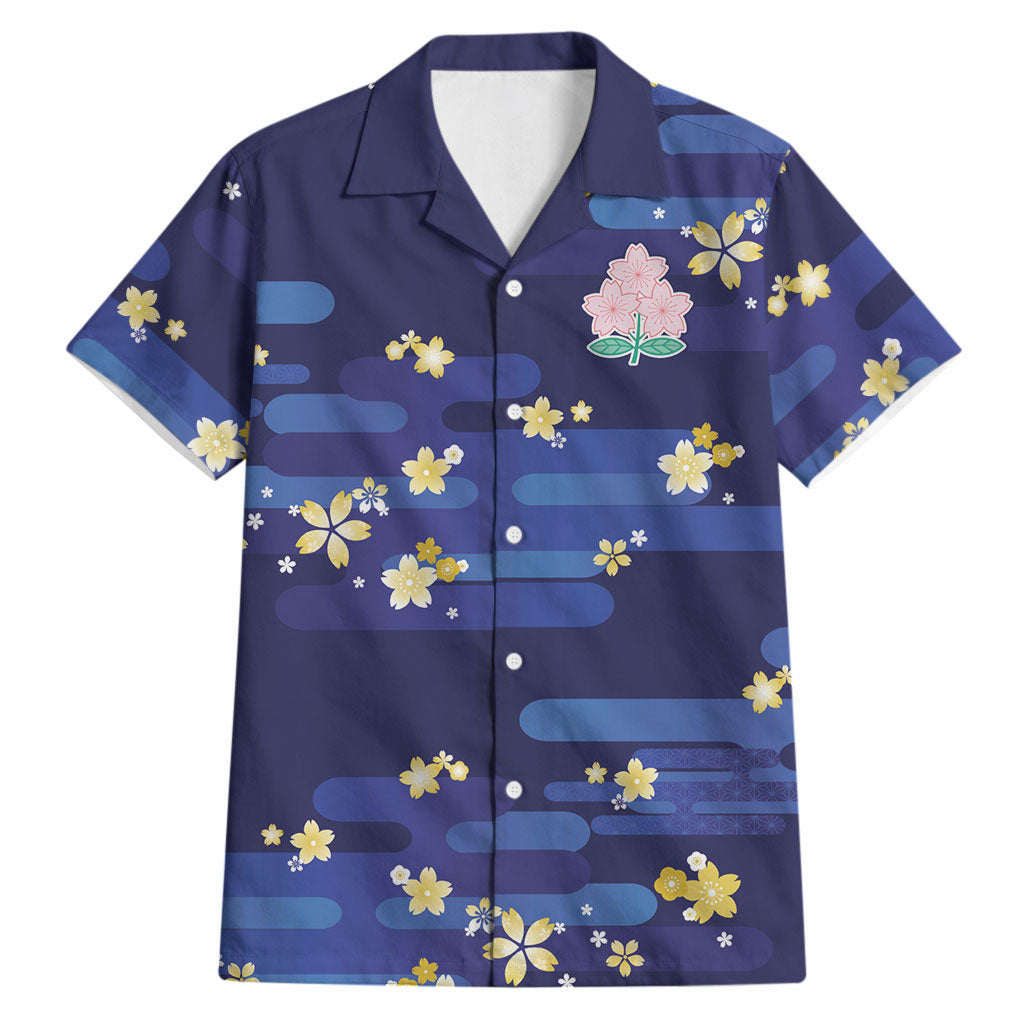 2026 Autumn Rugby Nations Japan Custom Hawaiian Shirt Blue Sakura Japanese Asanoha Seigaiha