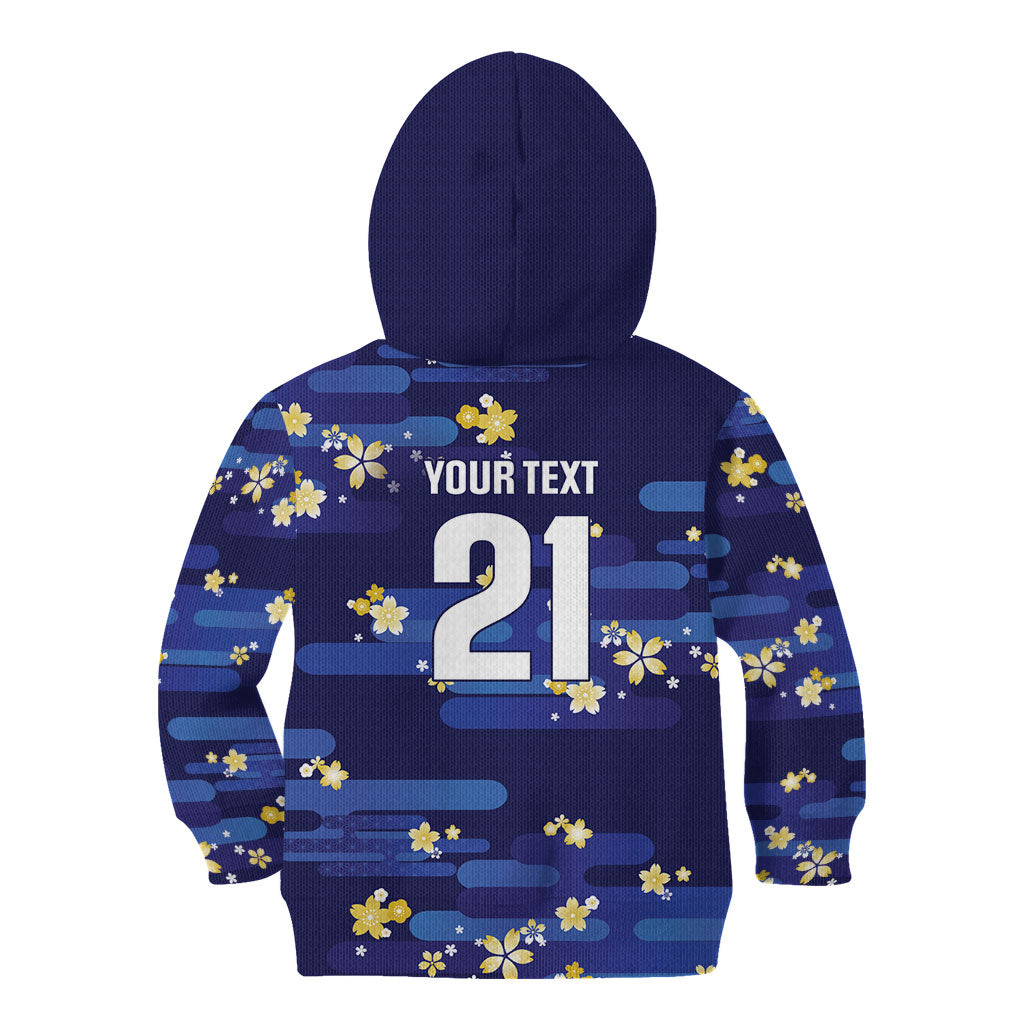 2026 Autumn Rugby Nations Japan Custom Kid Hoodie Blue Sakura Japanese Asanoha Seigaiha