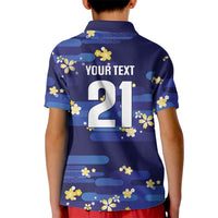 2026 Autumn Rugby Nations Japan Custom Kid Polo Shirt Blue Sakura Japanese Asanoha Seigaiha