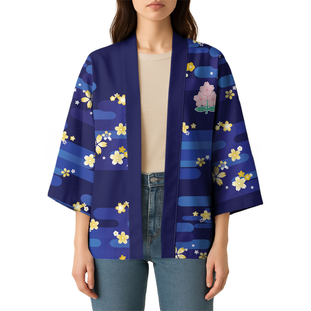 2026 Autumn Rugby Nations Japan Custom Kimono Blue Sakura Japanese Asanoha Seigaiha
