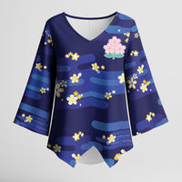2026 Autumn Rugby Nations Japan Custom Kimono Sleeve Blouse Blue Sakura Japanese Asanoha Seigaiha