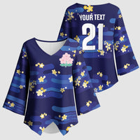 2026 Autumn Rugby Nations Japan Custom Kimono Sleeve Blouse Blue Sakura Japanese Asanoha Seigaiha