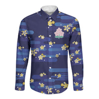 2026 Autumn Rugby Nations Japan Custom Long Sleeve Button Shirt Blue Sakura Japanese Asanoha Seigaiha