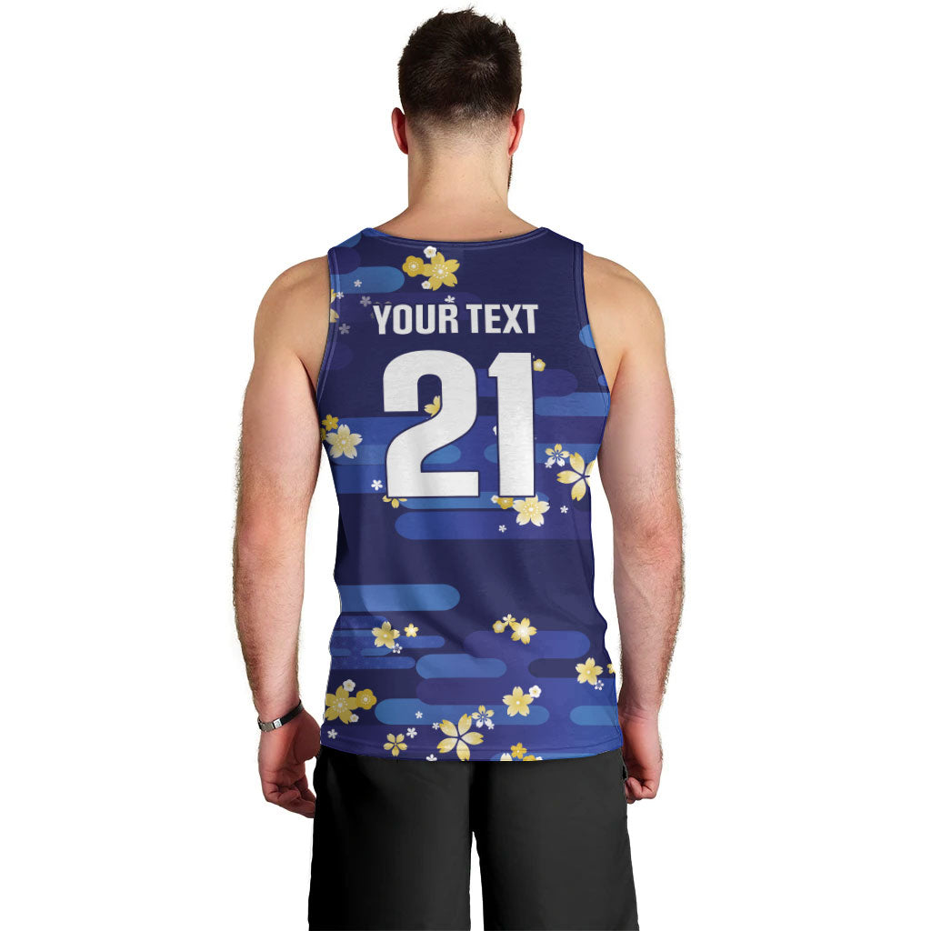 2026 Autumn Rugby Nations Japan Custom Men Tank Top Blue Sakura Japanese Asanoha Seigaiha