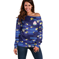2026 Autumn Rugby Nations Japan Custom Off Shoulder Sweater Blue Sakura Japanese Asanoha Seigaiha