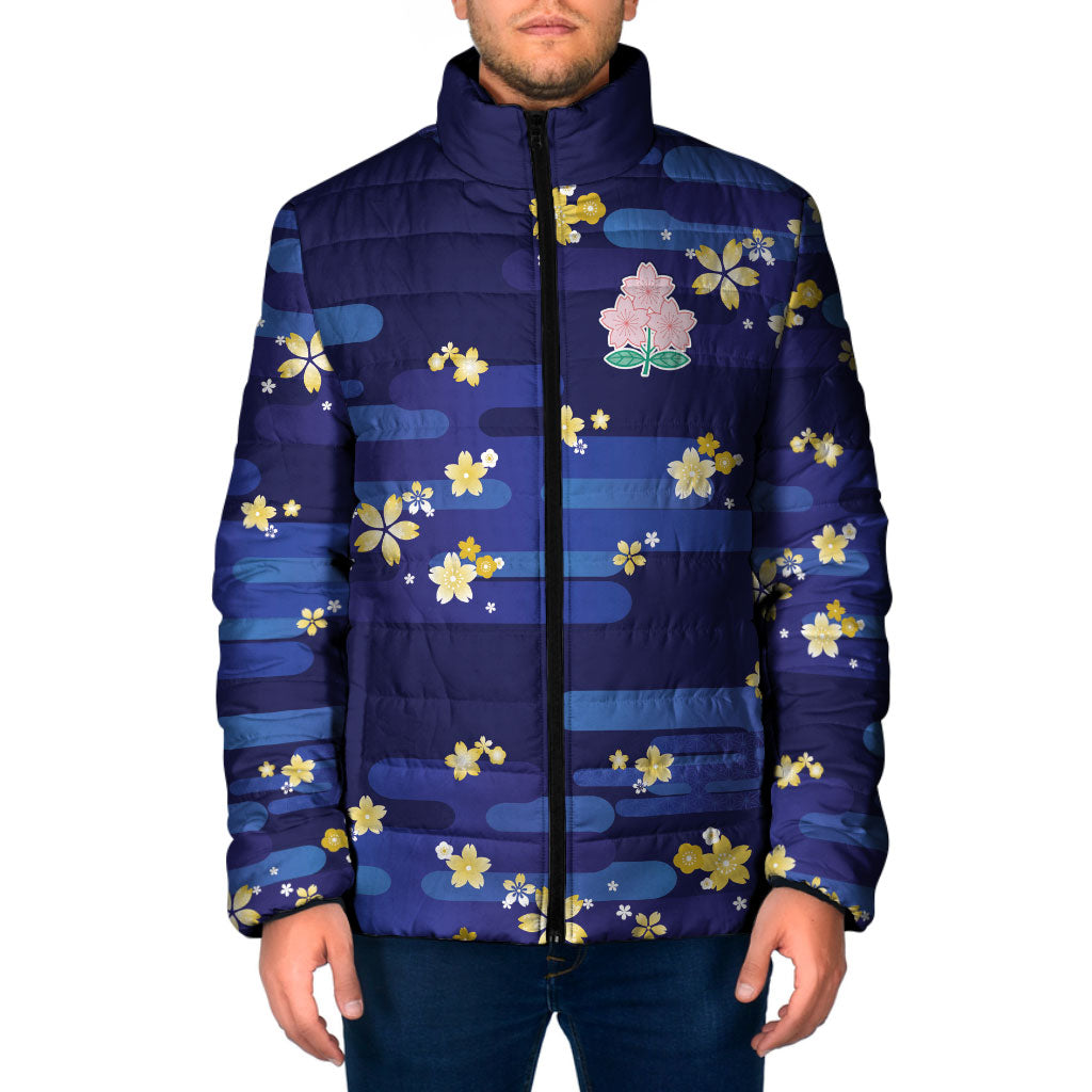 2026 Autumn Rugby Nations Japan Custom Padded Jacket Blue Sakura Japanese Asanoha Seigaiha