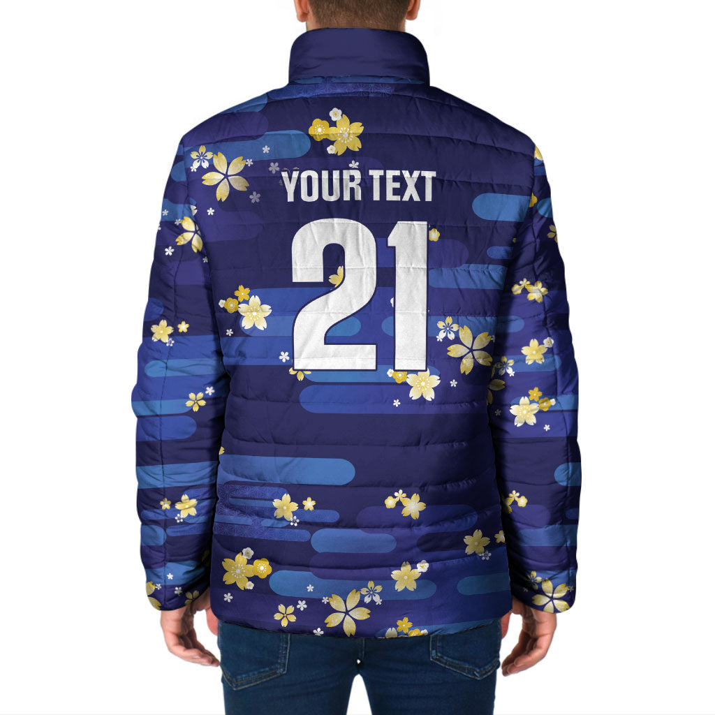 2026 Autumn Rugby Nations Japan Custom Padded Jacket Blue Sakura Japanese Asanoha Seigaiha