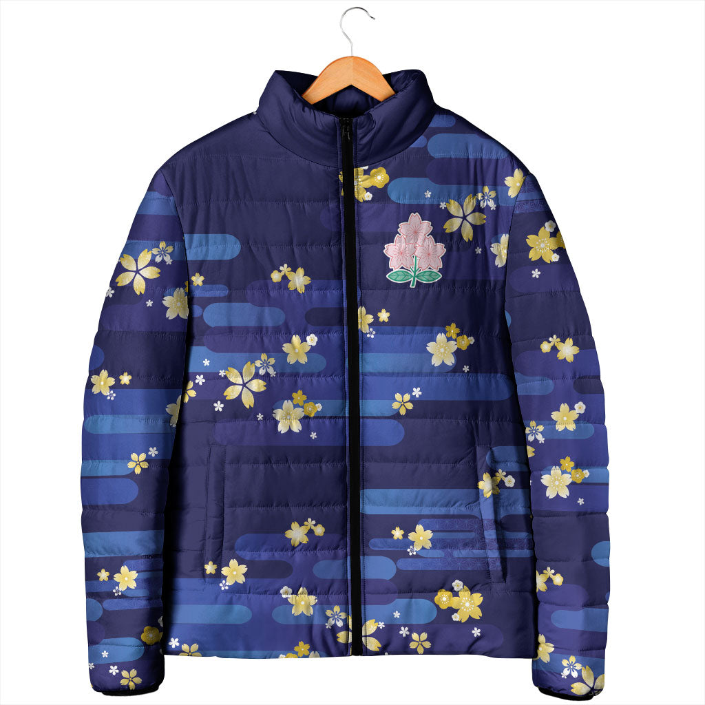 2026 Autumn Rugby Nations Japan Custom Padded Jacket Blue Sakura Japanese Asanoha Seigaiha