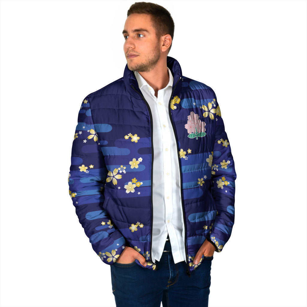 2026 Autumn Rugby Nations Japan Custom Padded Jacket Blue Sakura Japanese Asanoha Seigaiha