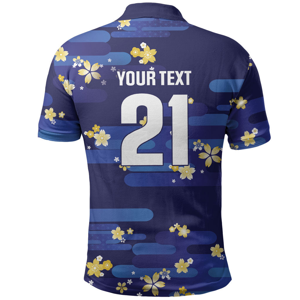2026 Autumn Rugby Nations Japan Custom Polo Shirt Blue Sakura Japanese Asanoha Seigaiha
