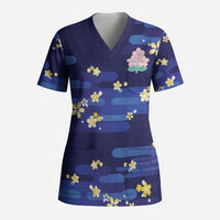 2026 Autumn Rugby Nations Japan Custom Scrub Top Blue Sakura Japanese Asanoha Seigaiha