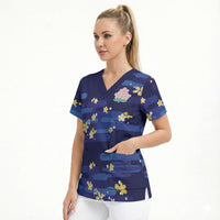 2026 Autumn Rugby Nations Japan Custom Scrub Top Blue Sakura Japanese Asanoha Seigaiha