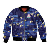 2026 Autumn Rugby Nations Japan Custom Sleeve Zip Bomber Jacket Blue Sakura Japanese Asanoha Seigaiha