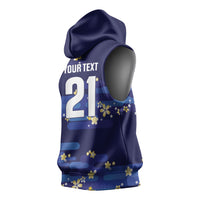 2026 Autumn Rugby Nations Japan Custom Sleeveless Hoodie Blue Sakura Japanese Asanoha Seigaiha