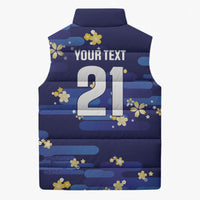 2026 Autumn Rugby Nations Japan Custom Sleeveless Puffer Jacket Blue Sakura Japanese Asanoha Seigaiha