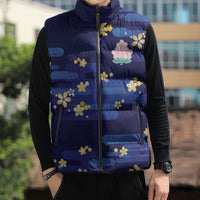 2026 Autumn Rugby Nations Japan Custom Sleeveless Puffer Jacket Blue Sakura Japanese Asanoha Seigaiha
