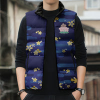 2026 Autumn Rugby Nations Japan Custom Sleeveless Puffer Jacket Blue Sakura Japanese Asanoha Seigaiha