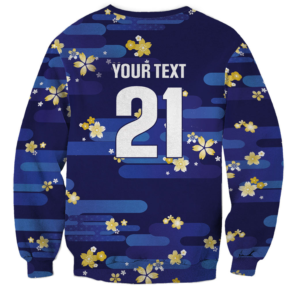 2026 Autumn Rugby Nations Japan Custom Sweatshirt Blue Sakura Japanese Asanoha Seigaiha