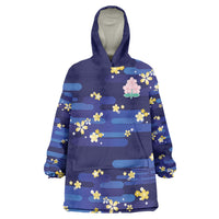 2026 Autumn Rugby Nations Japan Custom Wearable Blanket Hoodie Blue Sakura Japanese Asanoha Seigaiha