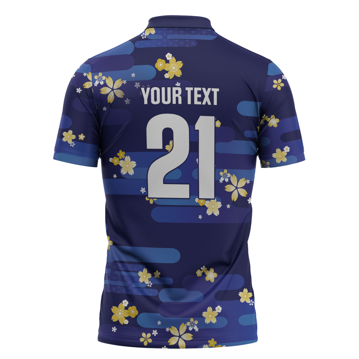 2026 Autumn Rugby Nations Japan Custom Zipper Polo Shirt Blue Sakura Japanese Asanoha Seigaiha