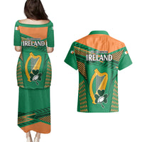 Ireland Rugby Couples Matching Puletasi Dress and Hawaiian Shirt 2023 World Cup Shamrock Sporty Style LT9 - Wonder Print Shop