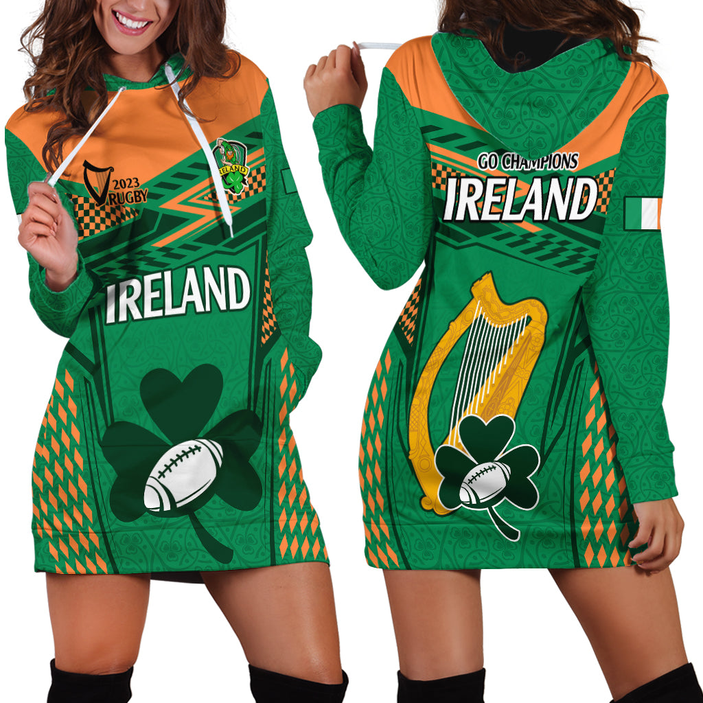 Ireland Rugby Hoodie Dress 2023 World Cup Shamrock Sporty Style - Wonder Print Shop
