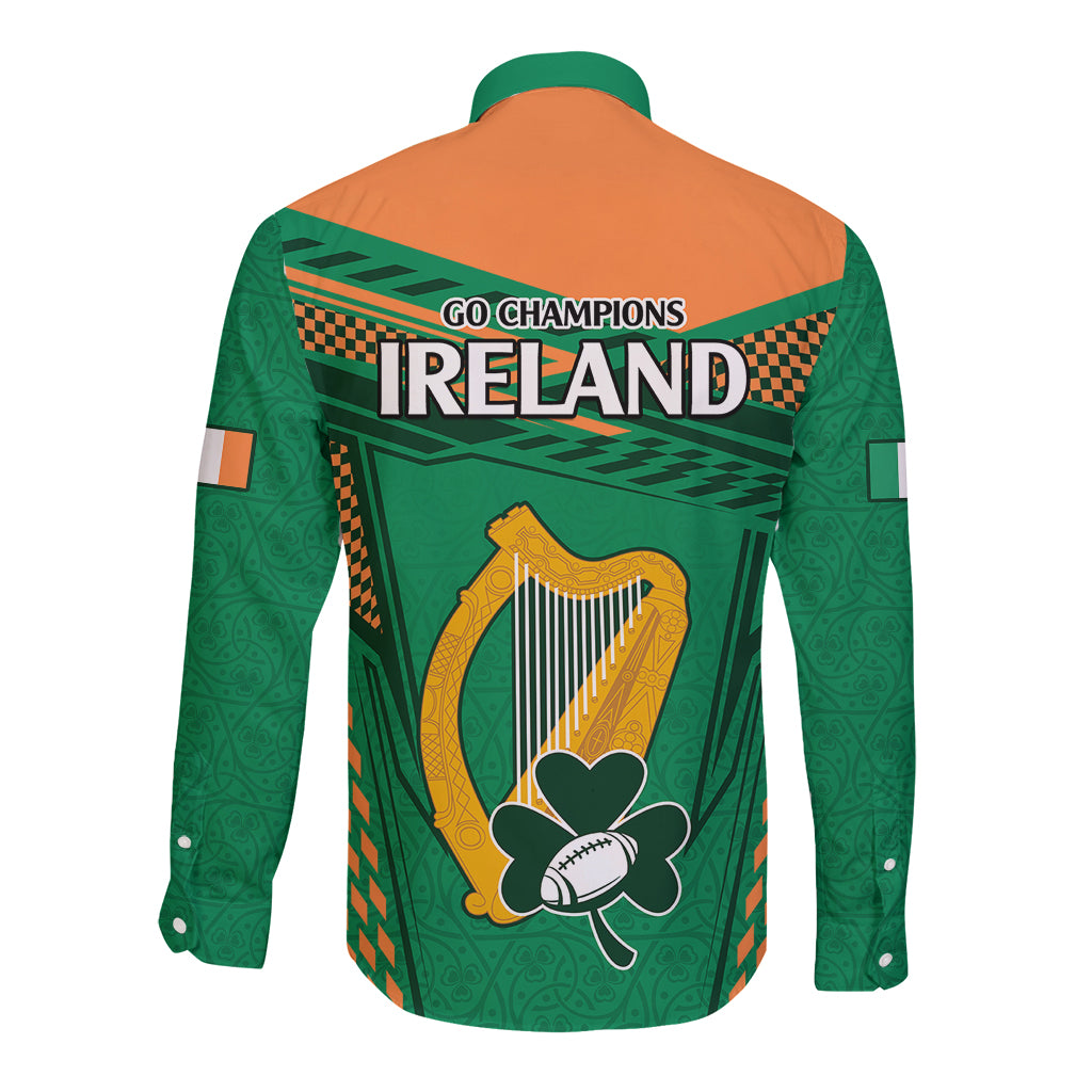 Ireland Rugby Long Sleeve Button Shirt 2023 World Cup Shamrock Sporty Style - Wonder Print Shop