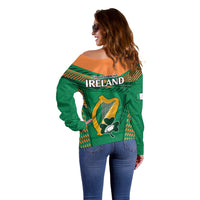 Ireland Rugby Off Shoulder Sweater 2023 World Cup Shamrock Sporty Style - Wonder Print Shop
